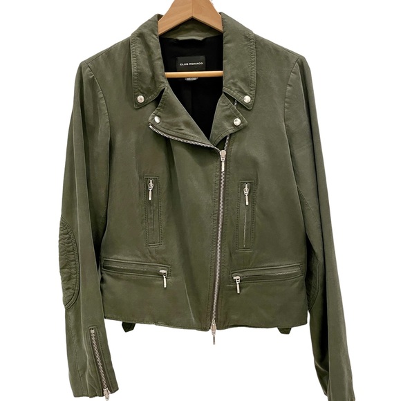 Club Monaco Army Green Moto Jacket - Picture 4 of 9